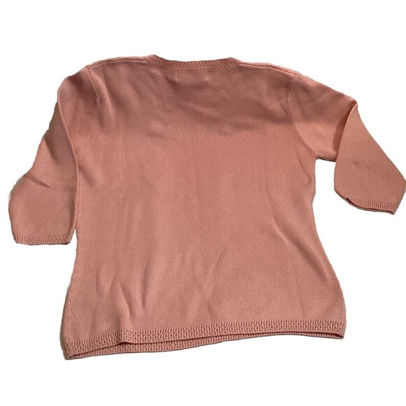 DRESSBARN True Pink Cotten Blend Delicate Pull Over Sweater 3/4 Sleeve Sz Small - Picture 2 of 11